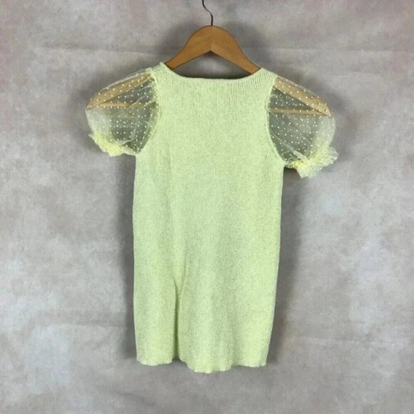 ZARA Polka Dot Puff Sleeve Metallic Rib Top Size 6 - Picture 7 of 7